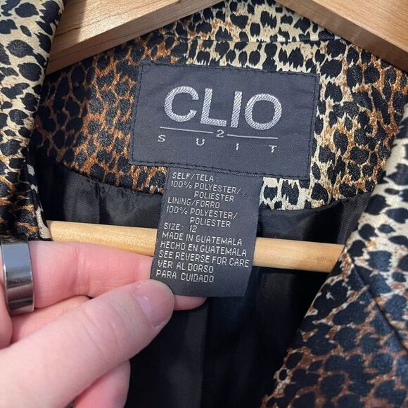 Vintage Clio 2 Suit Cheetah Print Blazer Size 12 - Picture 3 of 7